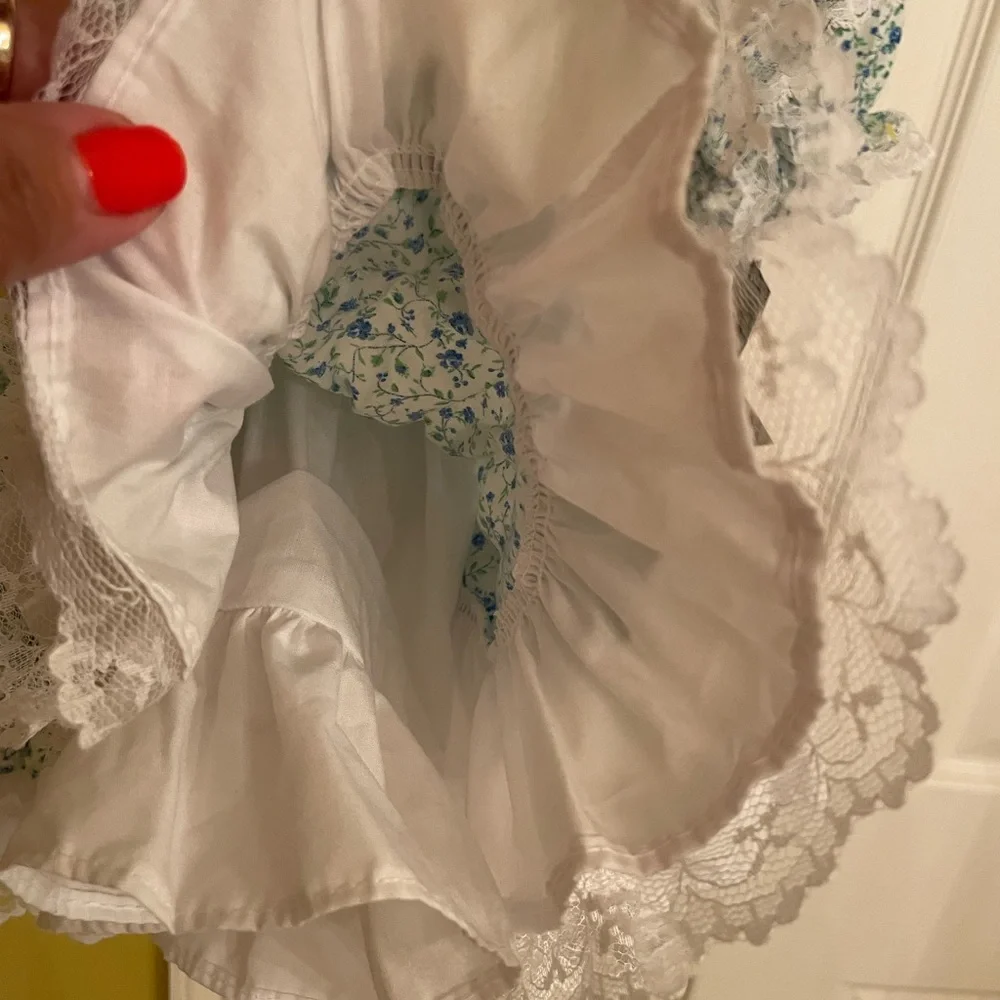 Vintage NWT Lid’l Dolly’s Girl Floral Ruffle Dress with Lace, 3T - Picture 6 of 10